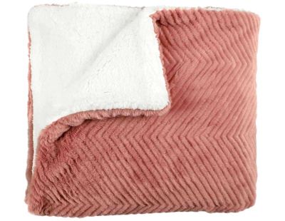 Plaid imitation fourrure rose et sherpa 140 x 200 cm