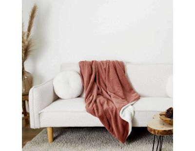 Plaid imitation fourrure rose et sherpa 140 x 200 cm