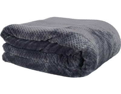 Plaid sherpa effet nid d'abeille 180x220 cm (Gris foncé)