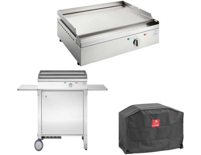 Plancha électrique en inox Chef 55 cm (Avec chariot fermé + housse)