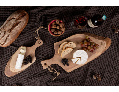 Planche à découper en acacia brut et écorce (L 55 cm)