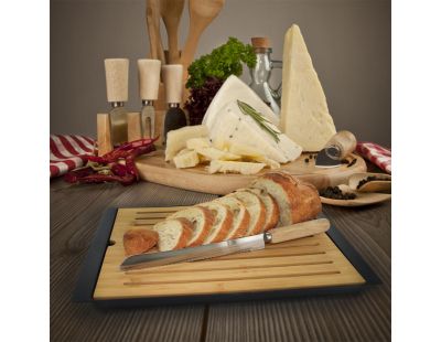 Planche à pain en bambou 38x27 cm avec couteau (Noir)