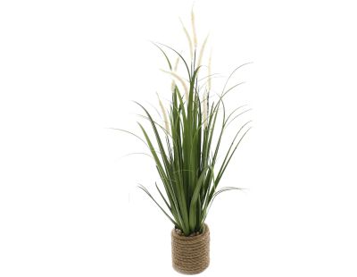 Plante artificielle avec fleurs blanches avec pot en jute