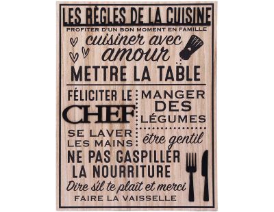 Plaque en bois Règles de la cuisine 30 x 40 cm