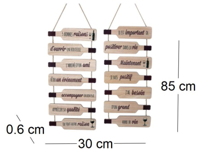 Plaque décorative en bois bouteilles 38 x 85 cm (Lot de 2)