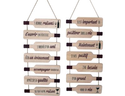 Plaque décorative en bois bouteilles 38 x 85 cm (Lot de 2)