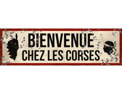 Plaque décorative en fer Bienvenue en Corse 49 x 15 cm