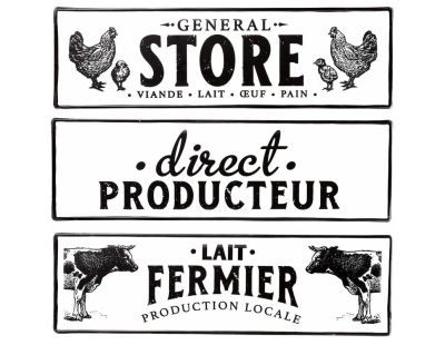 Plaque décorative en métal ferme 53x16 cm (Lot de 3)