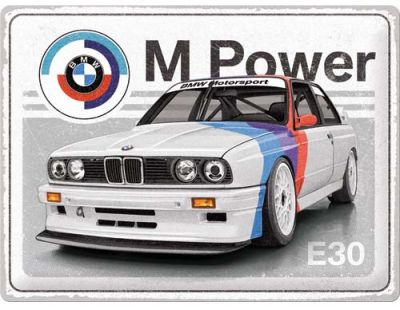 Plaque décorative en métal en relief 40 x 30 cm (BMW Motorsport - M Power E30)