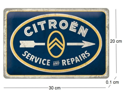Plaque décorative en métal en relief 30 x 20 cm (Citroën - Service)