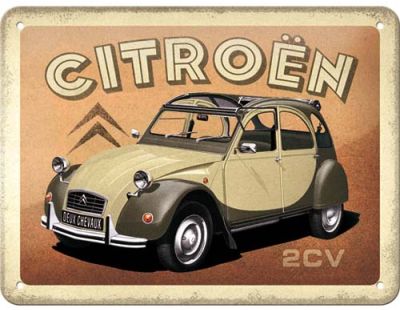 Plaque décorative en métal en relief 20 x 15 cm (Citroën - 2CV)