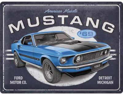 Plaque décorative en métal en relief 40 x 30 cm (Ford Mustang - 1969 Mach 1)