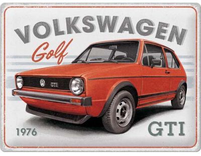 Plaque décorative en métal en relief 40 x 30 cm (VW Golf - GTI 1976)