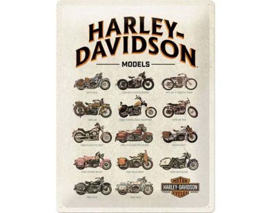 Plaque décorative en métal en relief 40 x 30 cm (Harley Davidson - Model Chart)