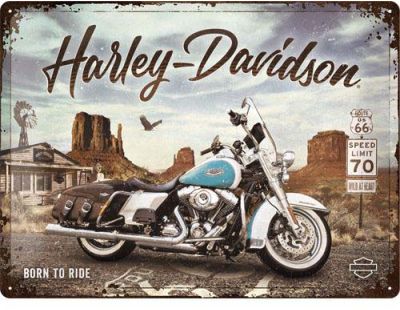 Plaque décorative en métal en relief 40 x 30 cm (Harley-Davidson - Route 66 Road King Classic)