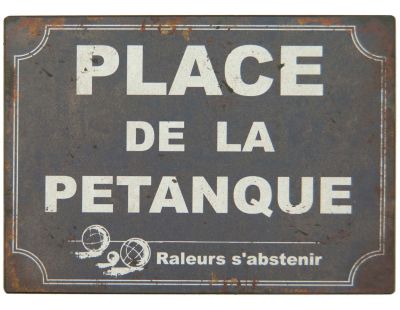 Plaque en métal humour 21 x 15 cm (Place de la pétanque)