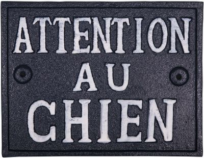 Plaque en fonte Attention au chien