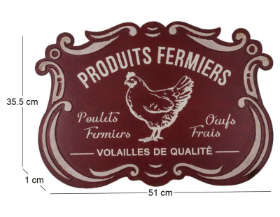Plaque métallique découpée style rétro (Produits fermiers)
