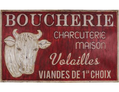 Grande plaque vintage en fer 122,5 x 74 cm (Boucherie charcuterie)