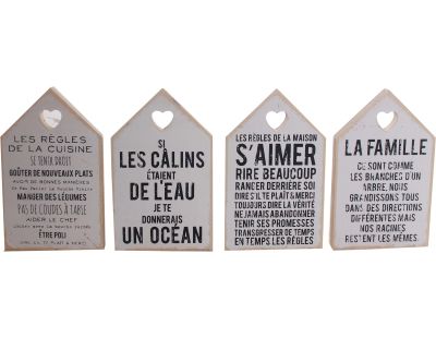 Plaques en bois Règles de la maison 18 x 11 cm (Lot de 4)