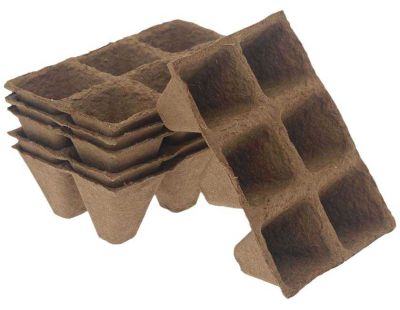 Plaques de 6 pots carrés biodégradables 5 cm (Lot de 6)