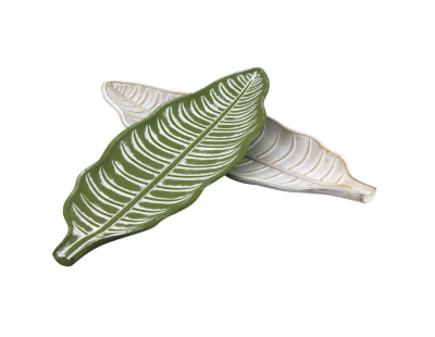 Plat feuille en bois patiné