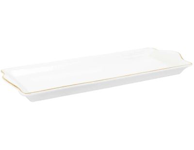 Plat de service en porcelaine liseré doré 34 x 14 cm