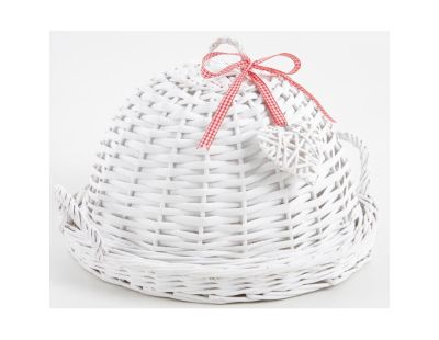 Plateau rond en osier blanc + cloche