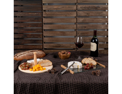 Plateau à fromages en verre et bambou avec couteau