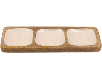 Plateau en manguier et émail Nacre (3 blocs)