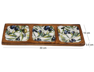 Plateau en manguier et émail Olives