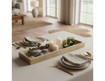 Plateau en manguier sculpté