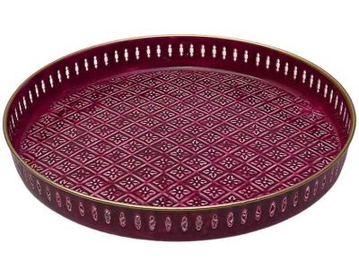 Plateau en métal Jali 45 cm (Lie de vin)