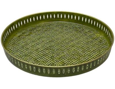 Plateau en métal Jali 45 cm (Olive)