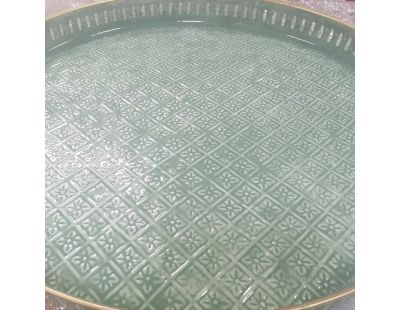 Plateau en métal avec trépied en bambou Jali 60 cm (Amande)