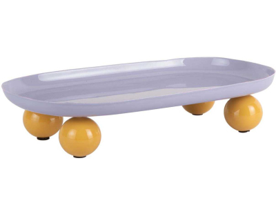 Plateau oval en métal Double Funky Large (Violet et jaune)