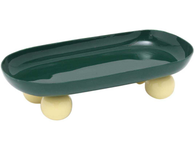 Plateau ovale en métal Double Funky (Vert et jaune)