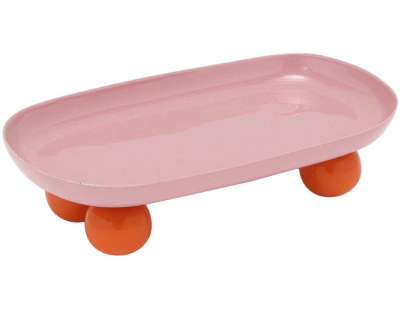 Plateau ovale en métal Double Funky (Orange et rose)