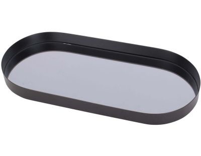 Plateau ovale en verre Mirage (Gris)