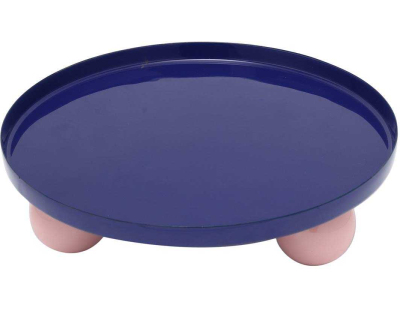 Plateau rond en métal Double Funky Large (Bleu et rose)