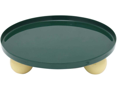 Plateau rond en métal Double Funky Large (Vert et jaune)