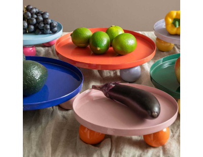 Plateau rond en métal Double Funky (Rose et orange)