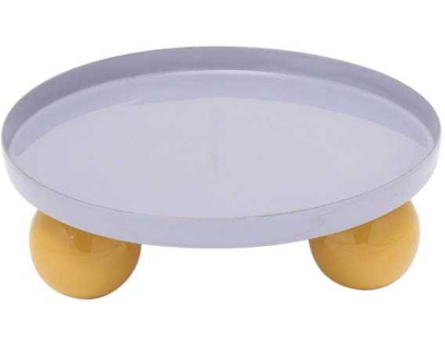 Plateau rond en métal Double Funky (Violet et jaune)