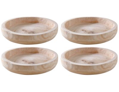 Plateau rond en paulownia (Lot de 4)