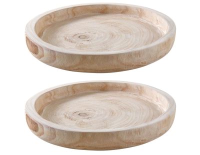 Plateau rond en paulownia (Lot de 2)