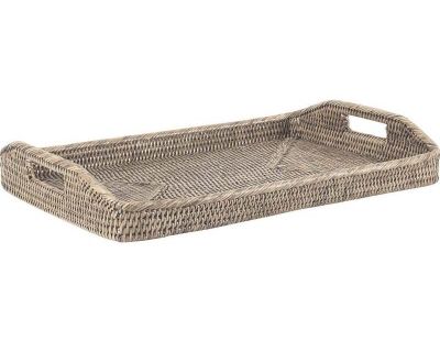 Plateau en rotin 52 cm La Grande époque (Patiné blanc)