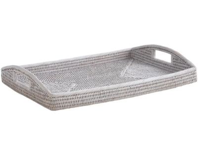 Plateau en rotin 52 cm La Grande époque (Blanc)