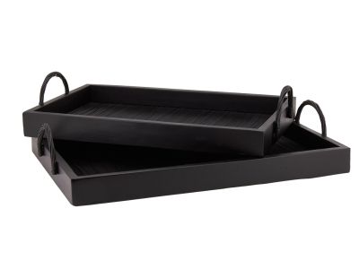 Plateaux en bambou et bois noirs (Lot de 2) (Noir)