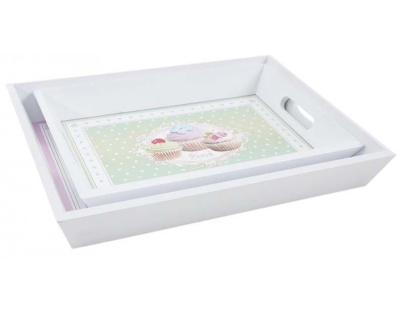 Plateaux en bois Gâteaux (Lot de 2)