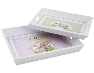 Plateaux en bois Gâteaux (Lot de 2)